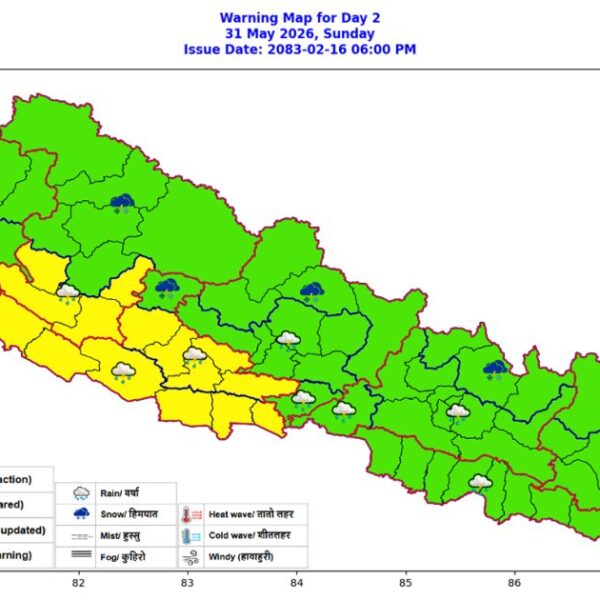 पश्चिम नेपालमा वर्षा र हुरीको सम्भावना